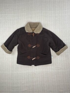 Corky & Company Vintage Kids Brown Corduroy Sherpa Lined Toggle Coat Jacket 4-5T
